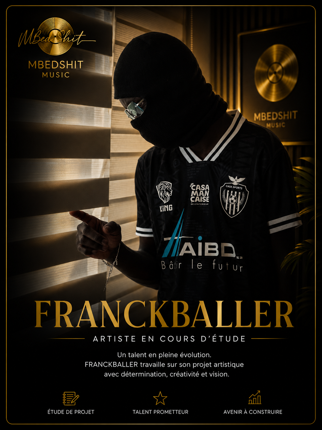 FRANCKBALLER construit progressivement son identité artistique. Son projet est actuellement étudié par MBEDSHIT MUSIC dans une démarche de développement à long terme.