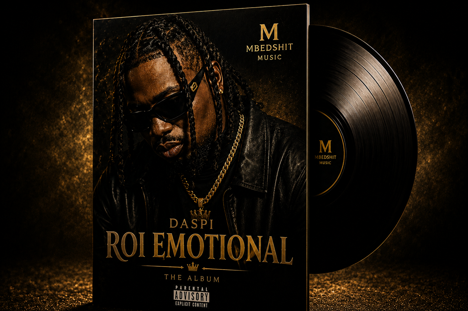 Daspi "ROI EMOTIONAL" (Cover noir & or) Titre : 👑 ROI EMOTIONAL – Une identité, une vision. Description : Chaque artiste possède une signature. Avec Daspi, notre mission était de transformer son univers en une véritable identité visuelle et musicale. De la direction artistique au design de la pochette, chaque détail a été pensé pour refléter sa personnalité, son élégance et sa force. Une collaboration construite autour de l'exigence et de l'authenticité.